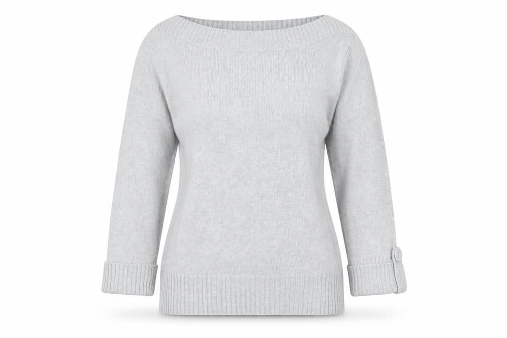 Marks and Spencer Women’s Grey Cotton Boat Neck Jumper Size 8