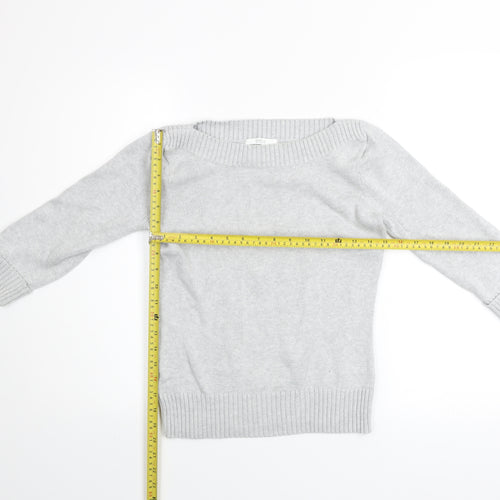 Marks and Spencer Women’s Grey Cotton Boat Neck Jumper Size 8