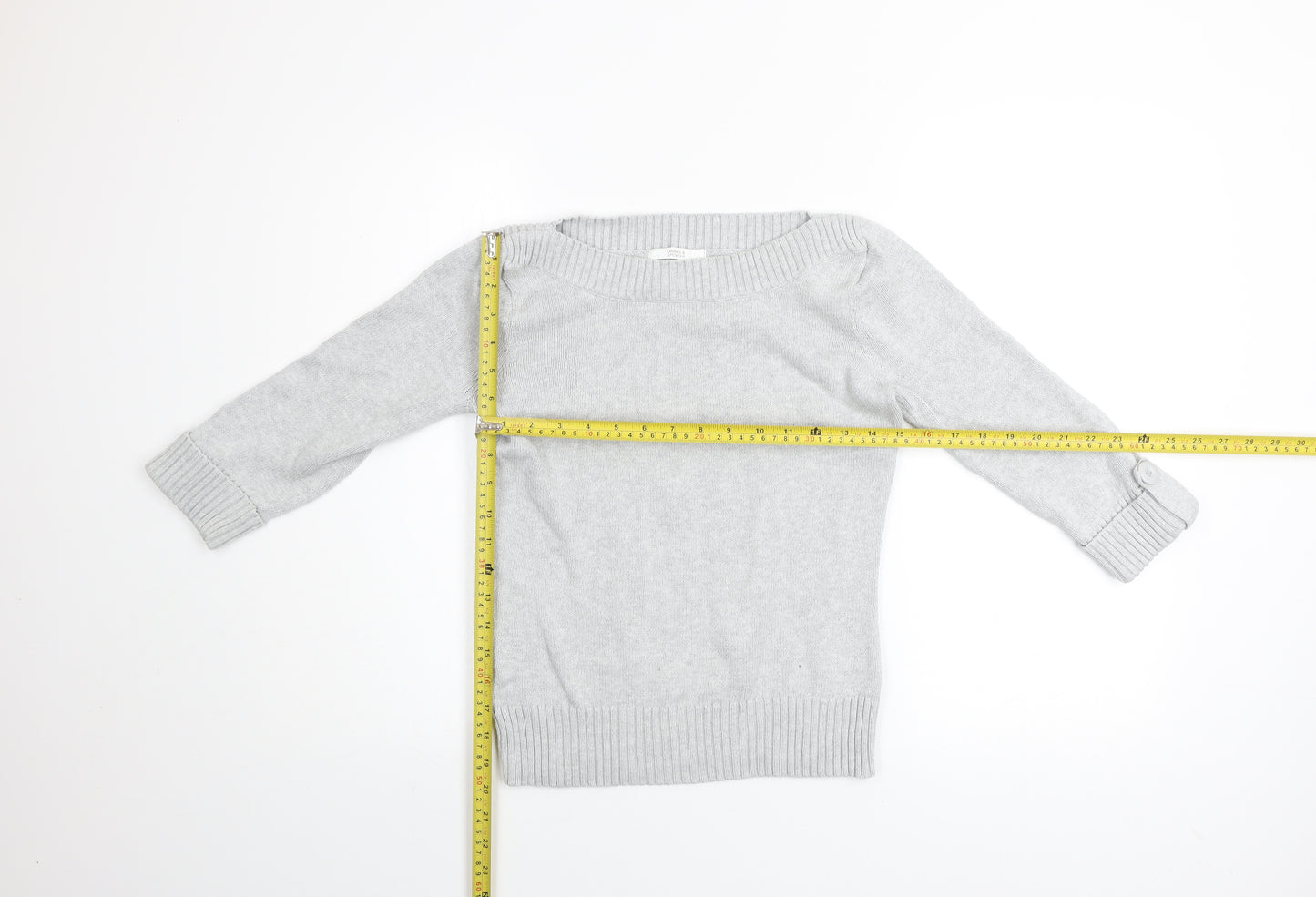Marks and Spencer Women’s Grey Cotton Boat Neck Jumper Size 8