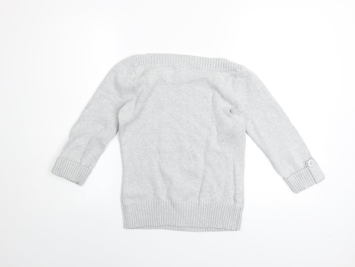 Marks and Spencer Women’s Grey Cotton Boat Neck Jumper Size 8