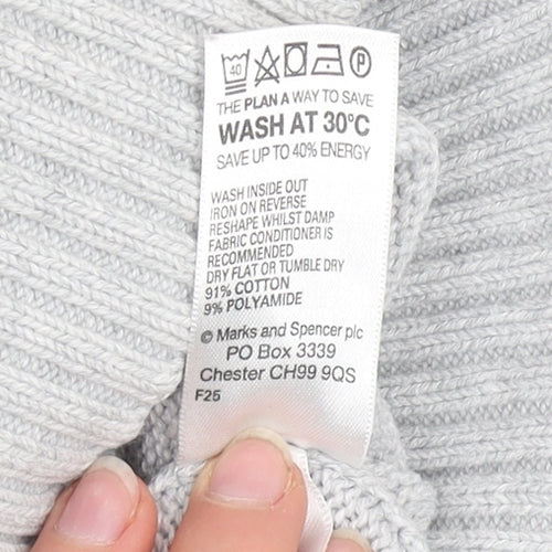 Marks and Spencer Women’s Grey Cotton Boat Neck Jumper Size 8