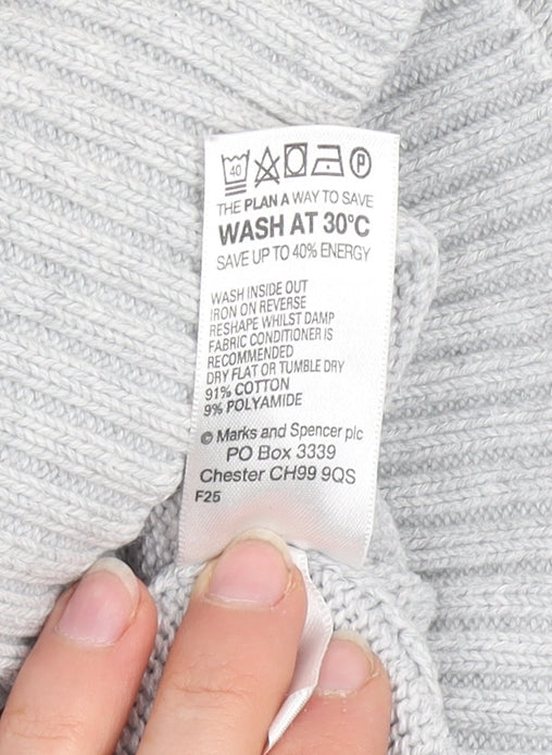 Marks and Spencer Women’s Grey Cotton Boat Neck Jumper Size 8