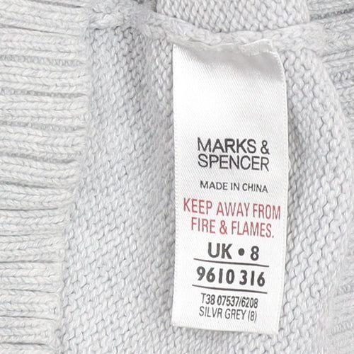 Marks and Spencer Women’s Grey Cotton Boat Neck Jumper Size 8