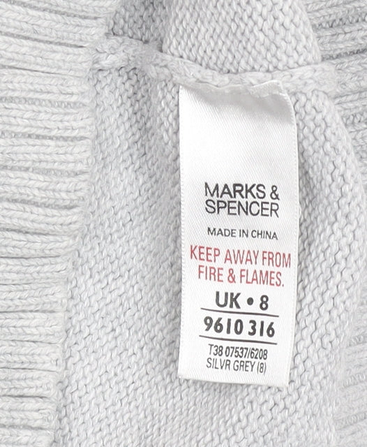 Marks and Spencer Women’s Grey Cotton Boat Neck Jumper Size 8