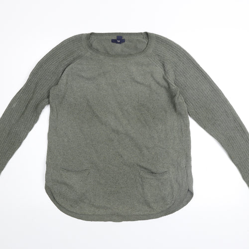 Gap Women's Green Crew Neck Long Sleeve Cotton Knit Jumper Size M