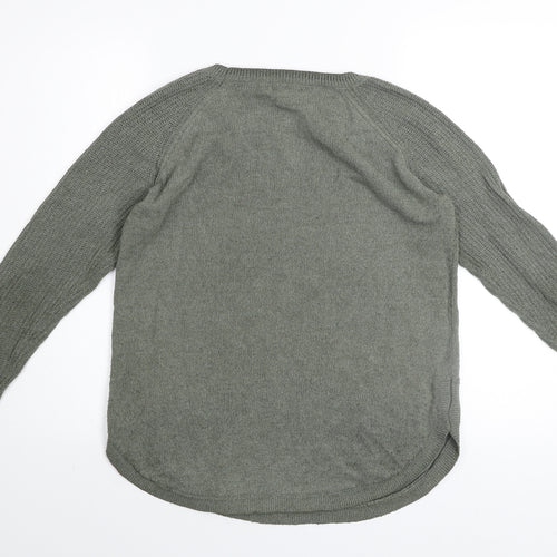 Gap Women's Green Crew Neck Long Sleeve Cotton Knit Jumper Size M