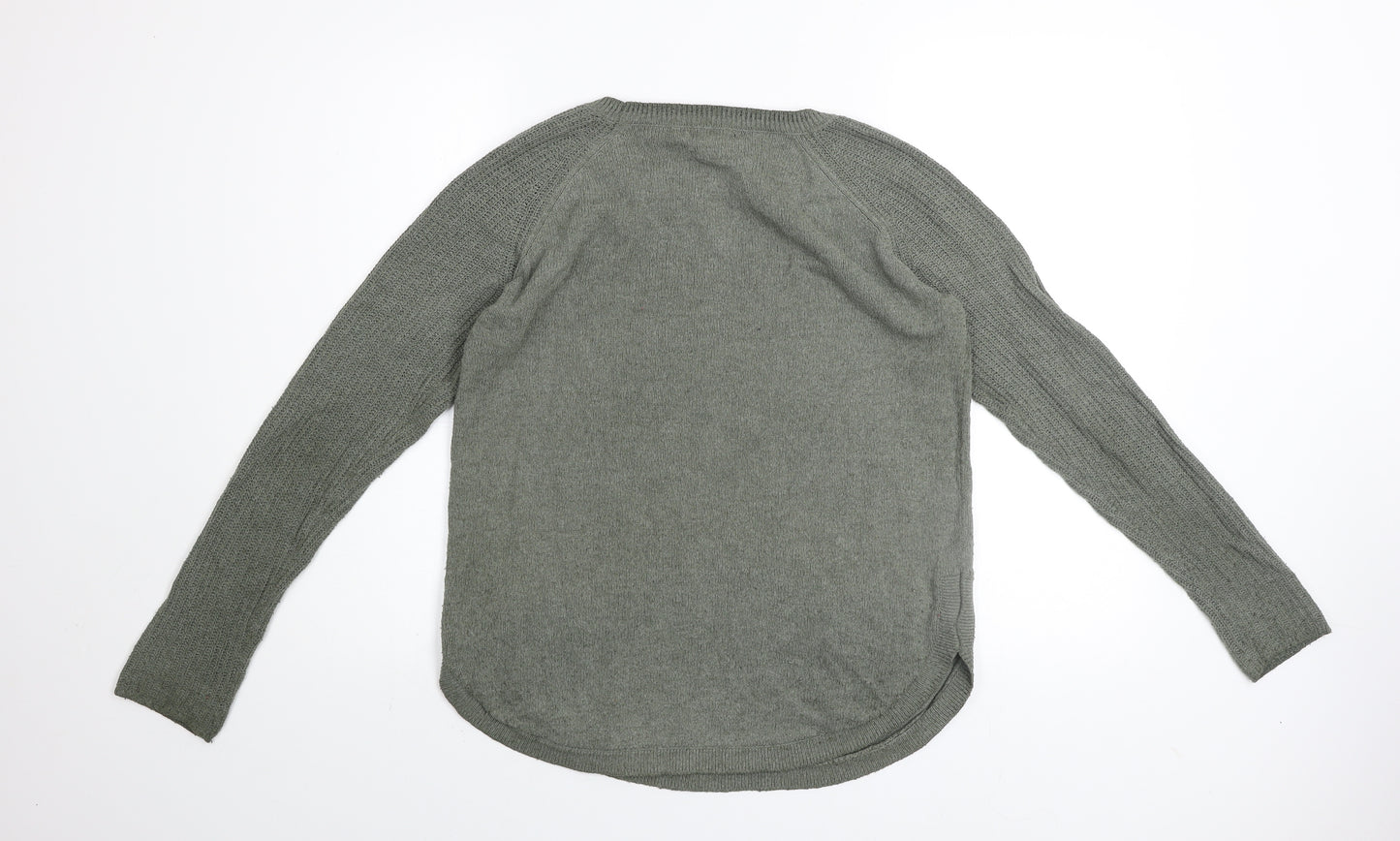 Gap Women's Green Crew Neck Long Sleeve Cotton Knit Jumper Size M