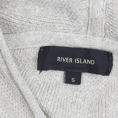 River Island Men Beige Knit Pullover Hoodie Size S Regular Fit