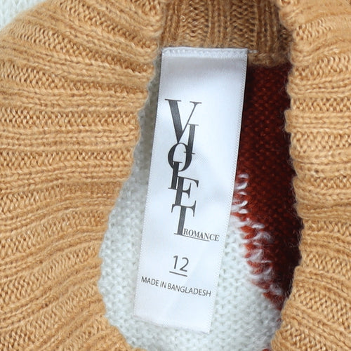 Violet Romance Women’s Multicoloured Size 12 Mock Neck Pullover Jumper