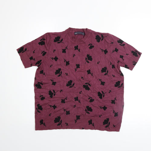 Marks and Spencer Women's Purple Floral Knit T-Shirt Size 14