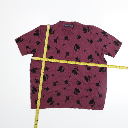 Marks and Spencer Women's Purple Floral Knit T-Shirt Size 14