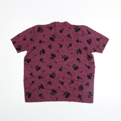Marks and Spencer Women's Purple Floral Knit T-Shirt Size 14