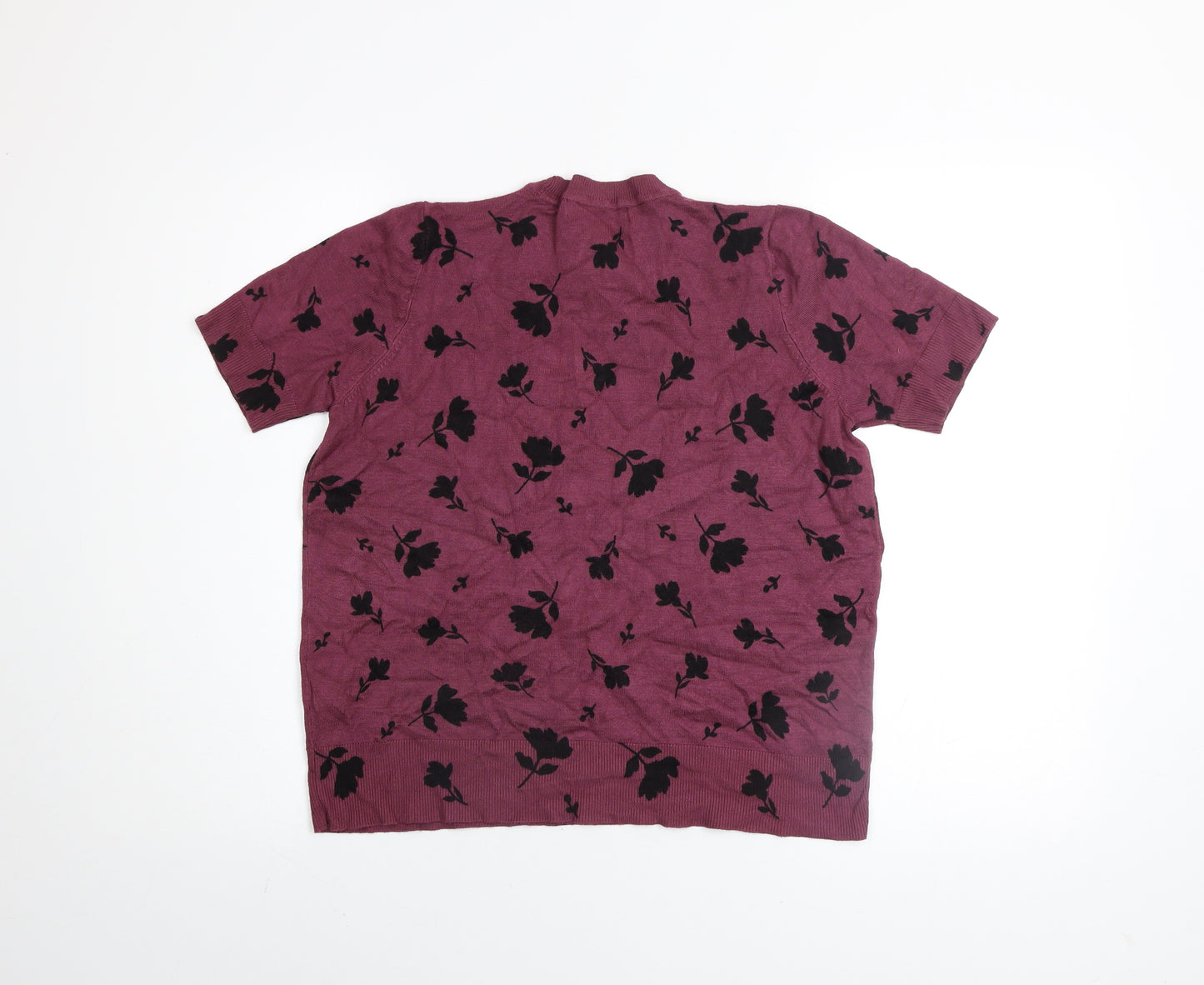 Marks and Spencer Women's Purple Floral Knit T-Shirt Size 14