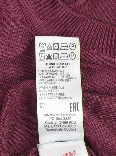 Marks and Spencer Women's Purple Floral Knit T-Shirt Size 14