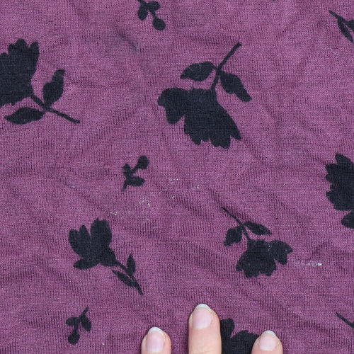 Marks and Spencer Women's Purple Floral Knit T-Shirt Size 14