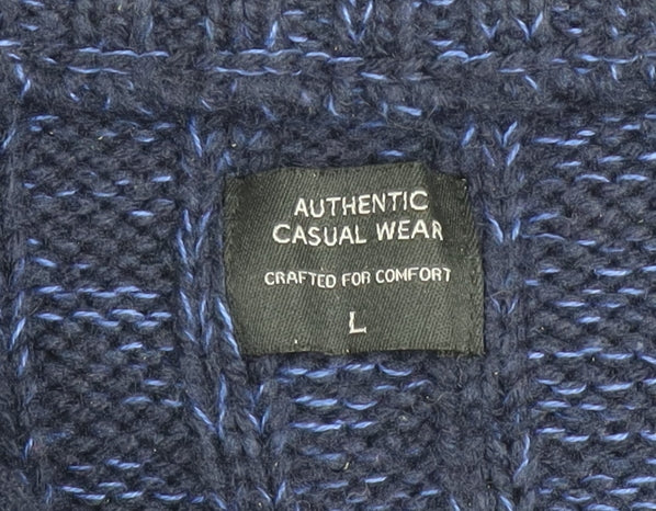 Matalan Men’s Blue 1/4 Zip High Neck Chunky Knit Jumper Size L