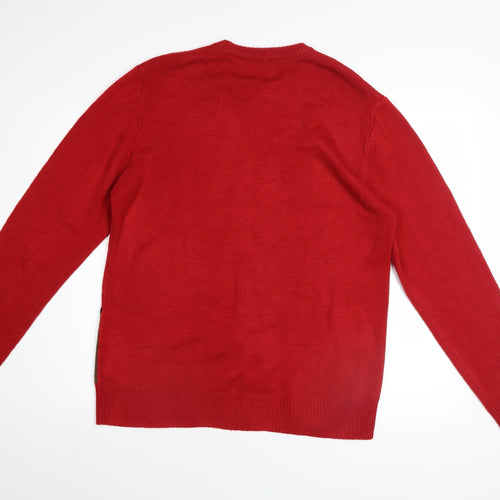 George Men's Red Reindeer Christmas Pullover Jumper Size M
