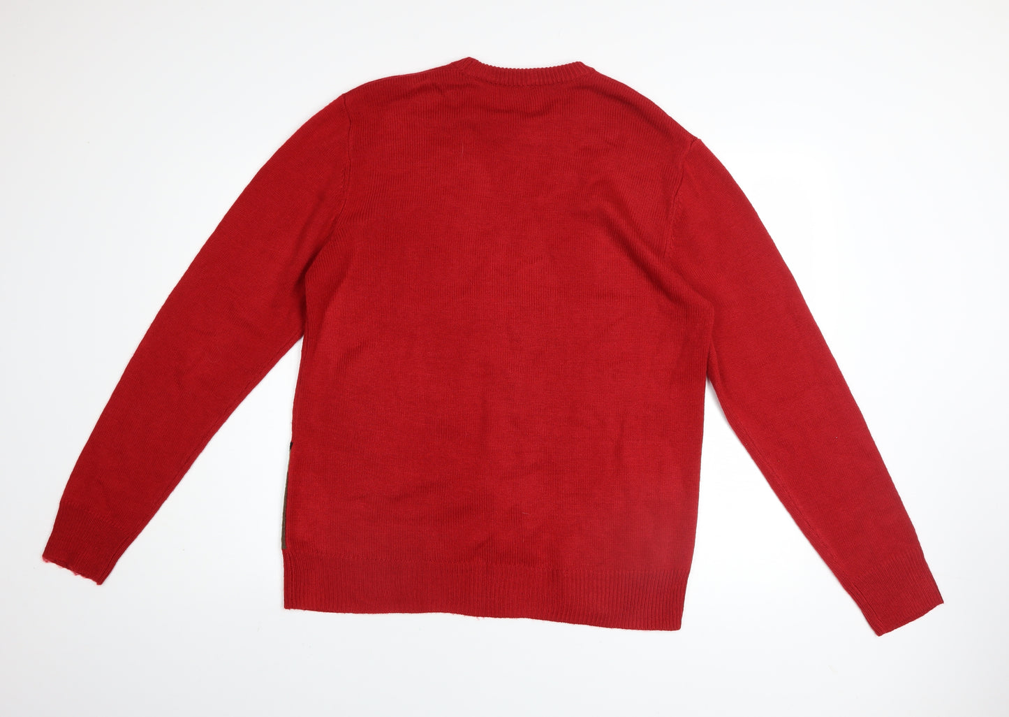 George Men's Red Reindeer Christmas Pullover Jumper Size M