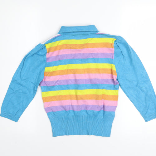 Collectif Women’s Multicoloured Collared Rainbow Stripe Jumper Size 8