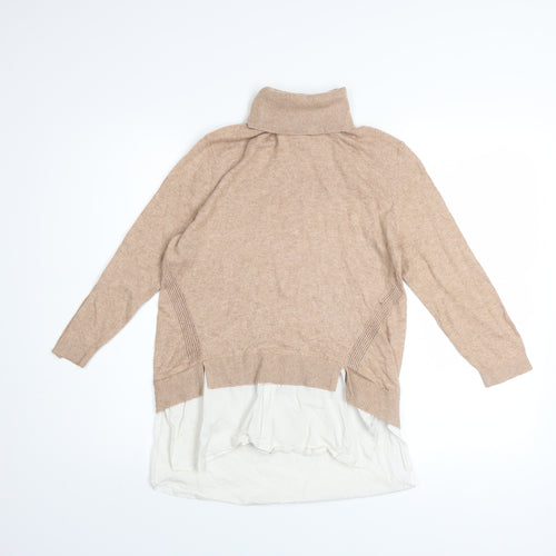 Miss Selfridge Women’s Beige Roll Neck Long Sleeve Tunic Jumper Size 10