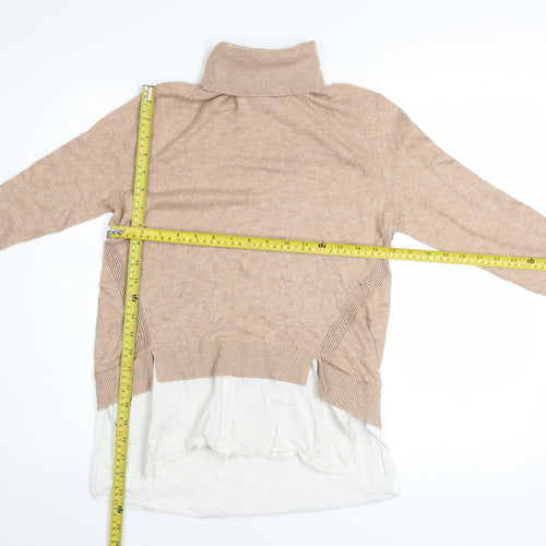 Miss Selfridge Women’s Beige Roll Neck Long Sleeve Tunic Jumper Size 10