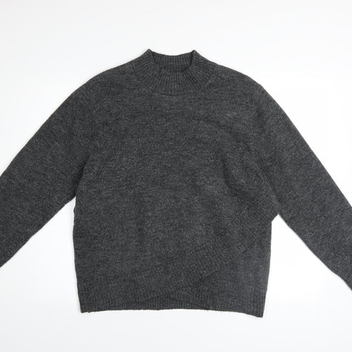 H&M Mama Women's Grey Mock Neck Long Sleeve Jumper Size 12 Wool Blend