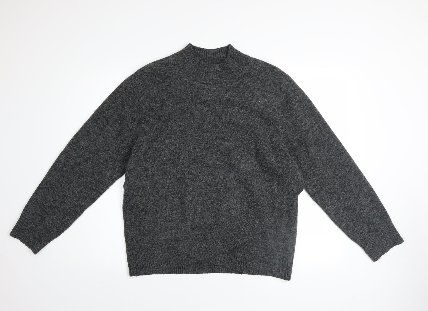 H&M Mama Women's Grey Mock Neck Long Sleeve Jumper Size 12 Wool Blend