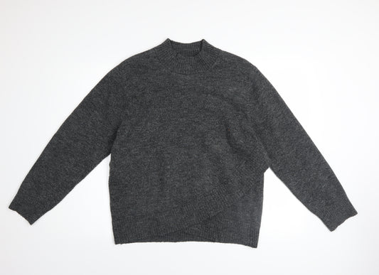 H&M Mama Women's Grey Mock Neck Long Sleeve Jumper Size 12 Wool Blend