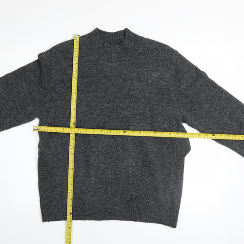 H&M Mama Women's Grey Mock Neck Long Sleeve Jumper Size 12 Wool Blend