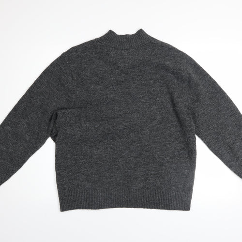 H&M Mama Women's Grey Mock Neck Long Sleeve Jumper Size 12 Wool Blend