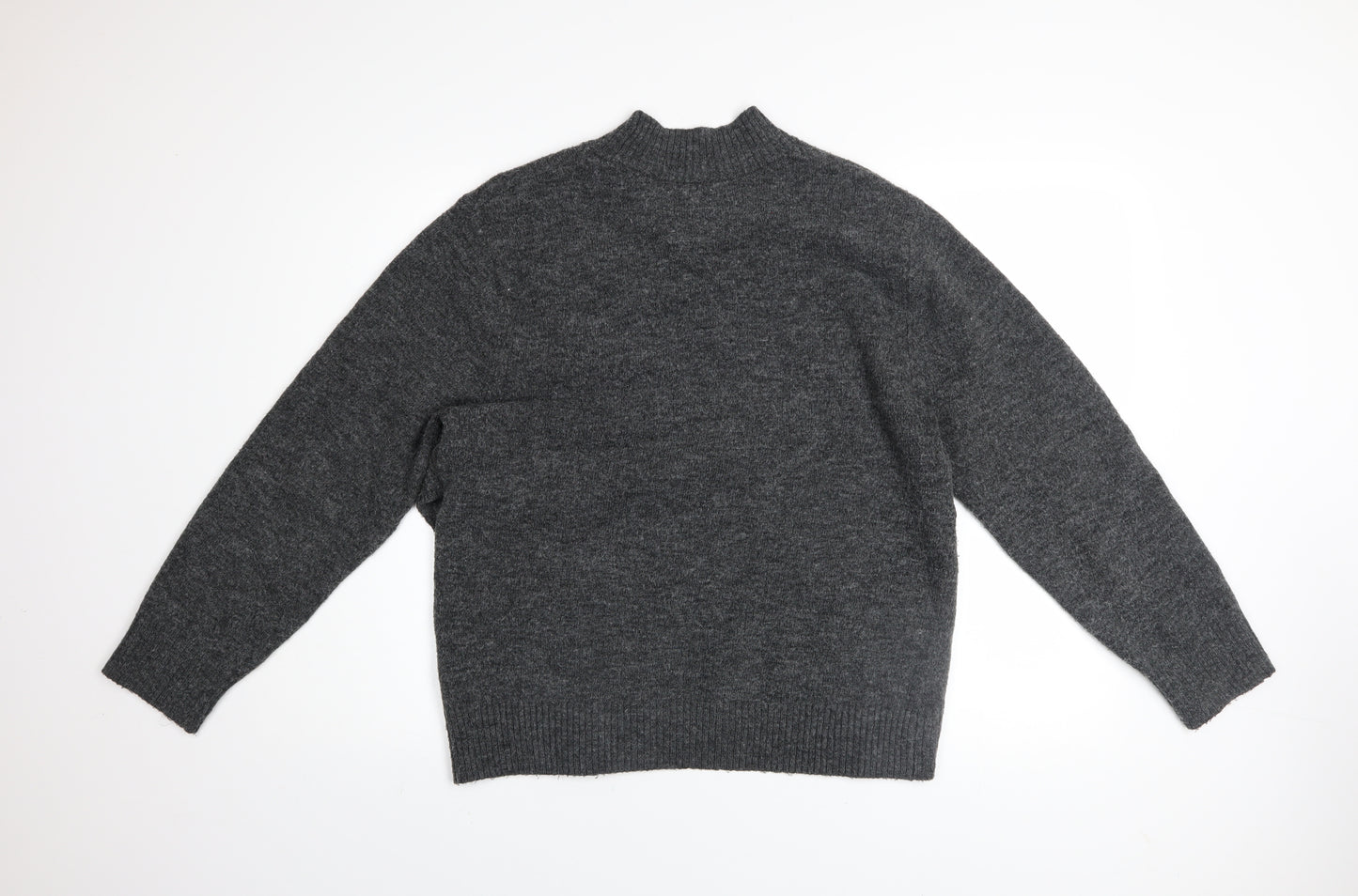 H&M Mama Women's Grey Mock Neck Long Sleeve Jumper Size 12 Wool Blend