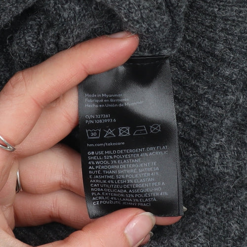 H&M Mama Women's Grey Mock Neck Long Sleeve Jumper Size 12 Wool Blend