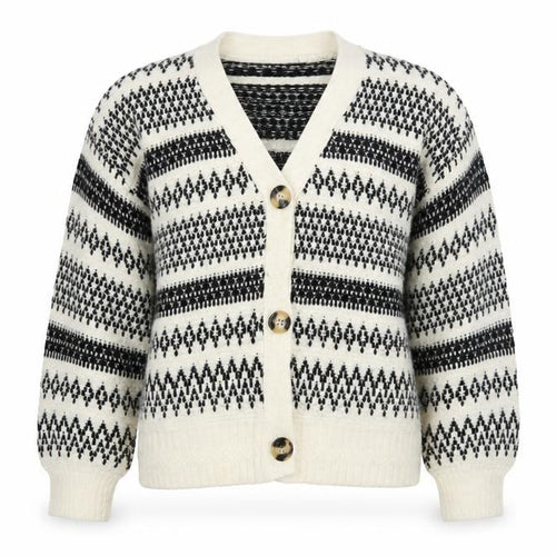 Marks and Spencer Womens Black White Fair Isle Cardigan XS