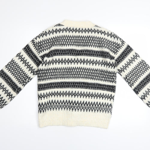 Marks and Spencer Womens Black White Fair Isle Cardigan XS