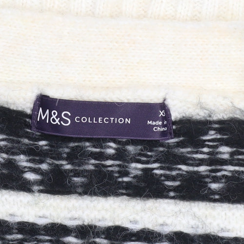 Marks and Spencer Womens Black White Fair Isle Cardigan XS
