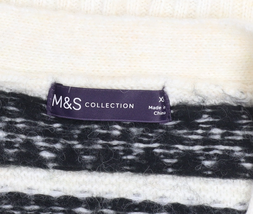 Marks and Spencer Womens Black White Fair Isle Cardigan XS