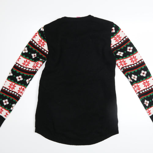 No Boundaries Girls Black Christmas Unicorn Long Sleeve Sweater Dress 11-13 Years