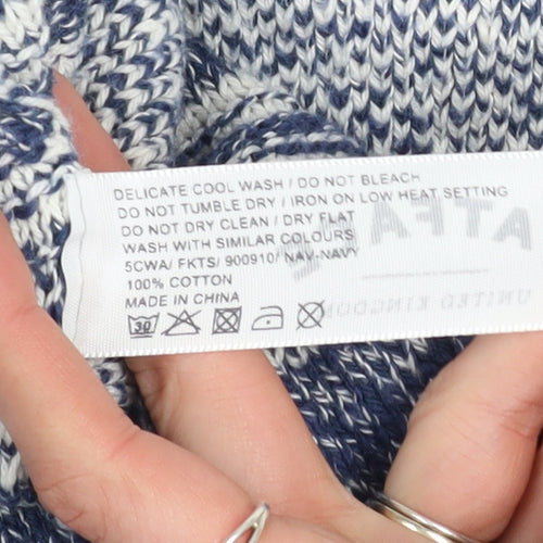 FatFace Women Blue Open-Knit Striped Cotton Cape M