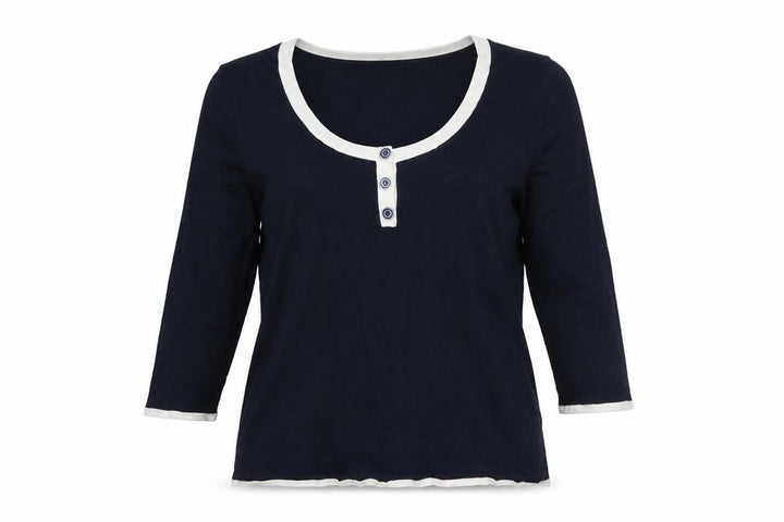 M&Co Women’s Blue Henley 3/4 Sleeve Jumper Size L