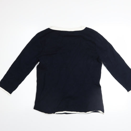 M&Co Women’s Blue Henley 3/4 Sleeve Jumper Size L