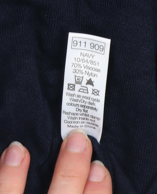 M&Co Women’s Blue Henley 3/4 Sleeve Jumper Size L