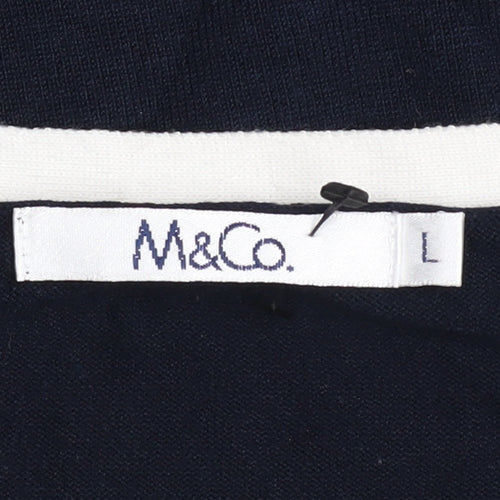 M&Co Women’s Blue Henley 3/4 Sleeve Jumper Size L