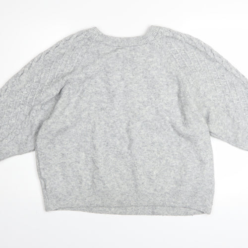 H&M Women’s Grey Cable-Knit Crew Neck Jumper Size XL