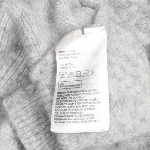 H&M Women’s Grey Cable-Knit Crew Neck Jumper Size XL