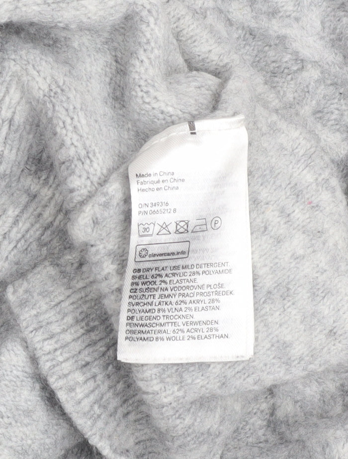 H&M Women’s Grey Cable-Knit Crew Neck Jumper Size XL