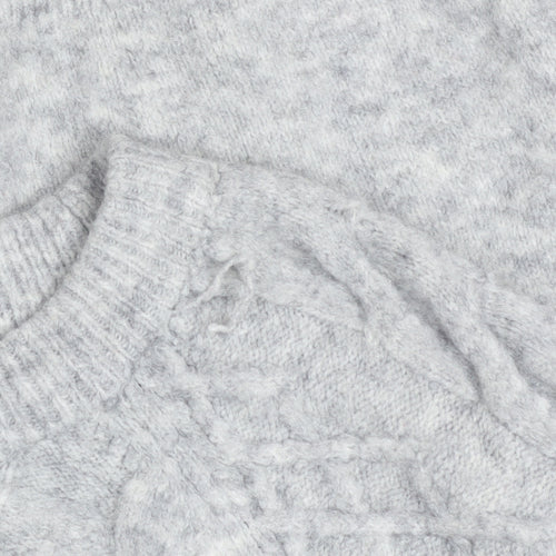 H&M Women’s Grey Cable-Knit Crew Neck Jumper Size XL