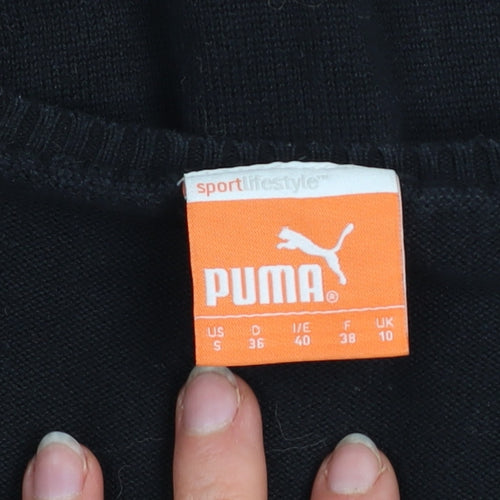 Puma Womens Black V-Neck Argyle Knit Jumper Size 10