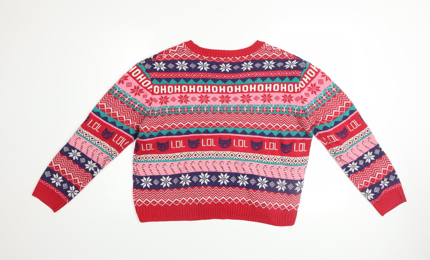 H&M Women’s Red Fair Isle Christmas Pullover Jumper Size L