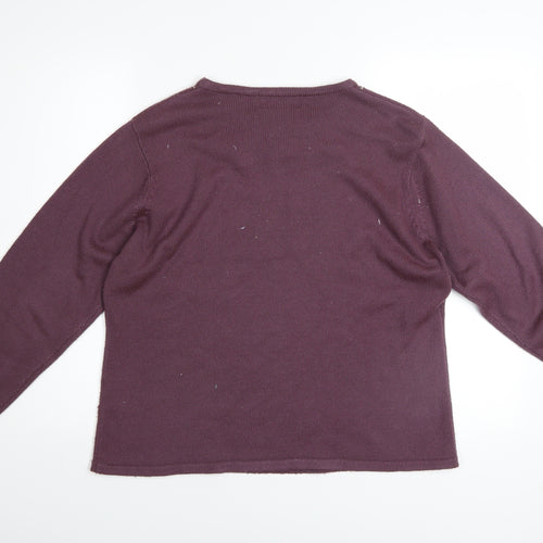 Honor Millburn EWM Womens Purple Embroidered Knit Jumper Size 18/20 Acrylic