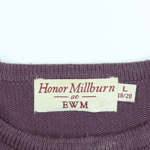 Honor Millburn EWM Womens Purple Embroidered Knit Jumper Size 18/20 Acrylic